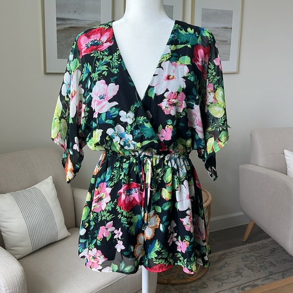 Sage the Label Floral Garden Kimono Style Romper Elastic Waist Summer Party - Picture 1 of 17
